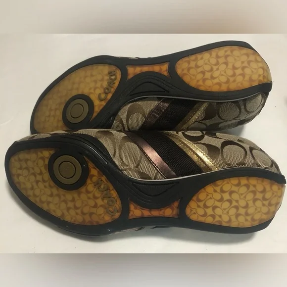Coach Vintage Sneakers Size 8 Medium Jayme Women's Brown/Tan with Gold Detail - Picture 4 of 11
